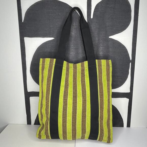 Goodee x Cartiera EFI Bassi Cotton Canvas Shopper Market Tote Green Stripe - Picture 7 of 8